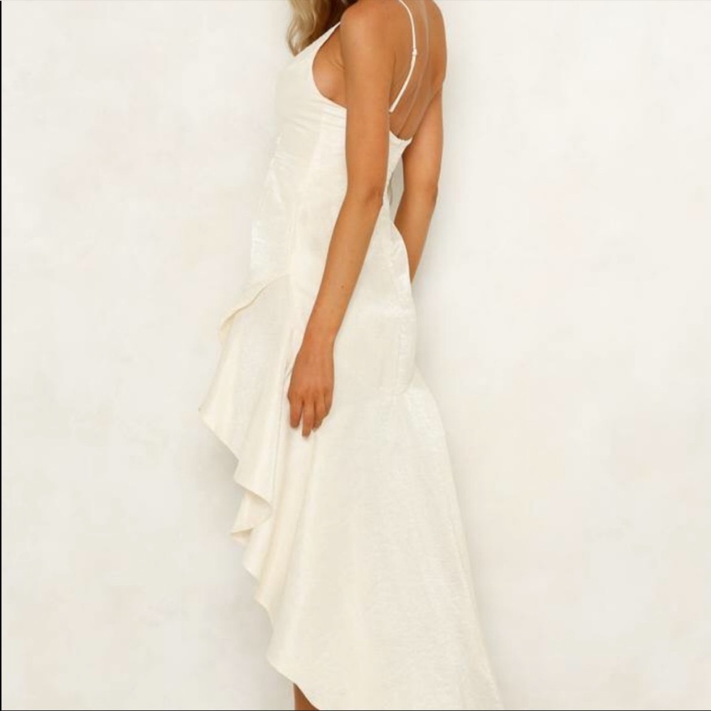 Hello Molly Cream High-Low Ruffle Midi Dress - Picture 3 of 5